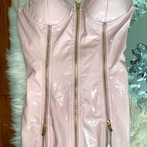 Pink latex zipper dress